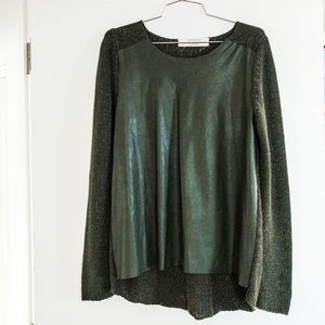 Zara Faux leather front sweater